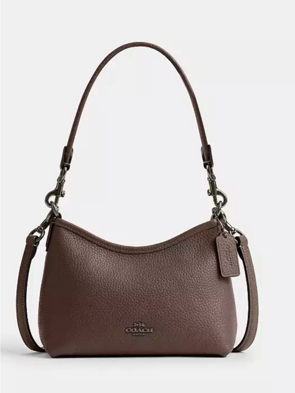 Coach Chocolate Brown Pebbled Leather Shoulder Bag
